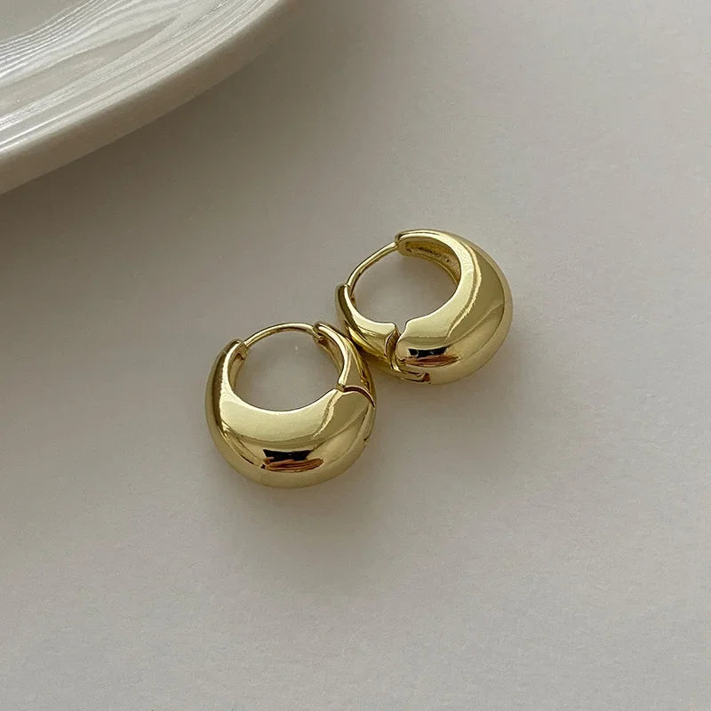 Vintage Gold Plated Hoop Earrings – 925 Sterling Silver, Allergy-Free, Trendy Women's Jewelry