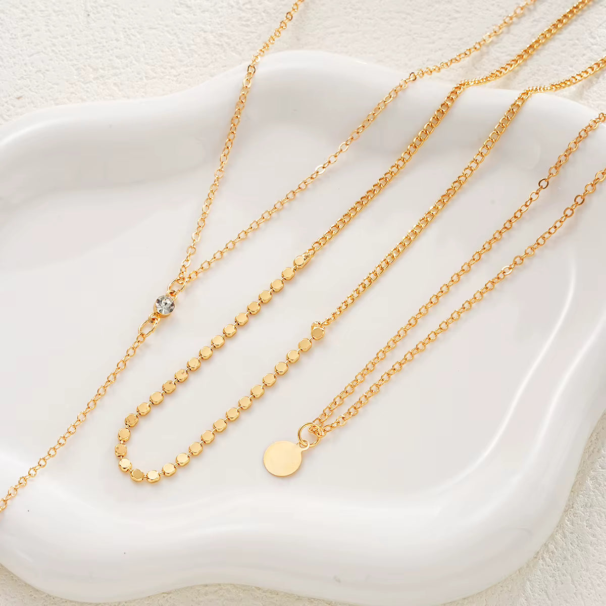 3pc Gold Coin Necklace Set – Layered Party Chains – product image 5
