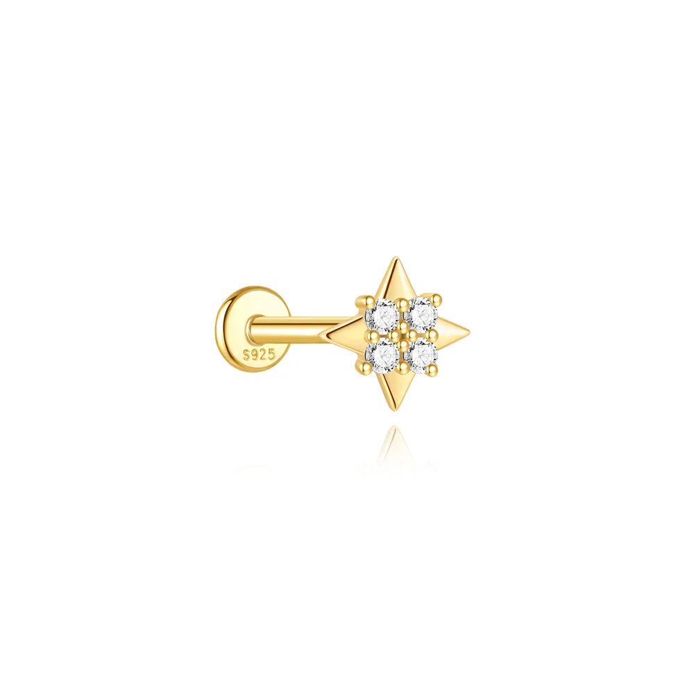 Elegant 925 Sterling Silver Zircon Stud Earrings for Women