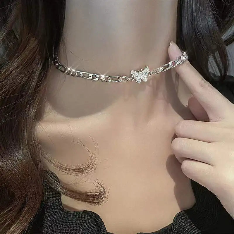 🦋 Butterfly Pendant Necklace – Stylish Double Layer Chain for Women