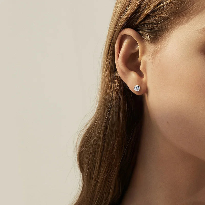 Elegant Moissanite Stud Earrings – Rose Gold, 925 Silver