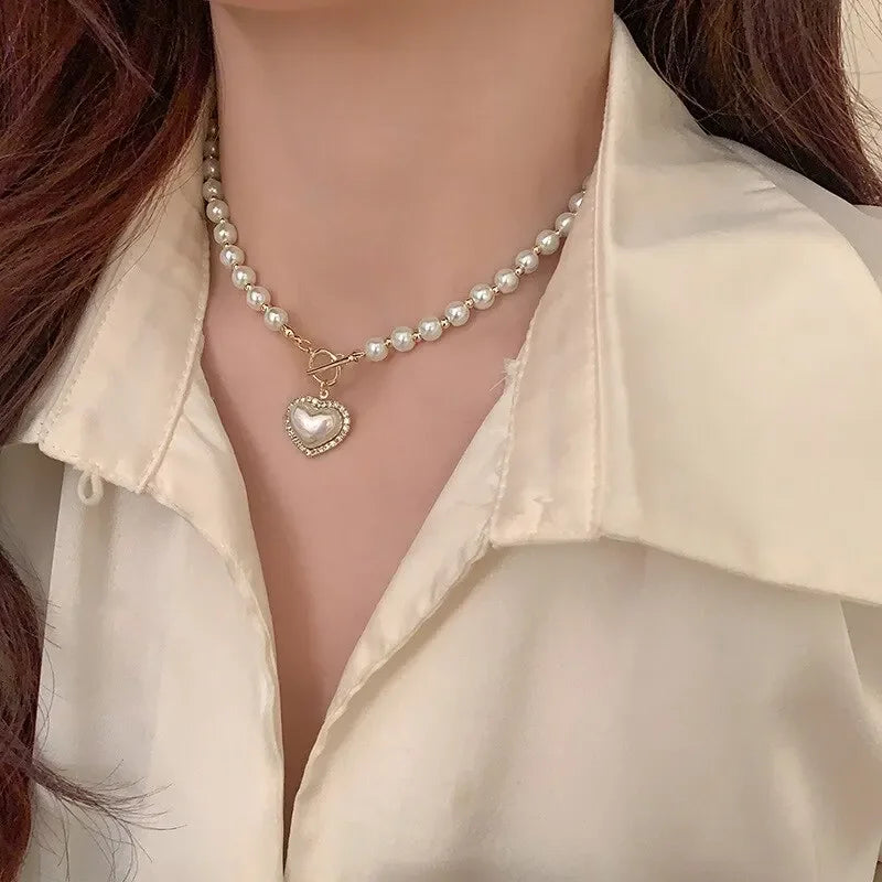 Heart Pearl Mermaid Pendant Necklace – Luxury Women’s Fashion Jewelry