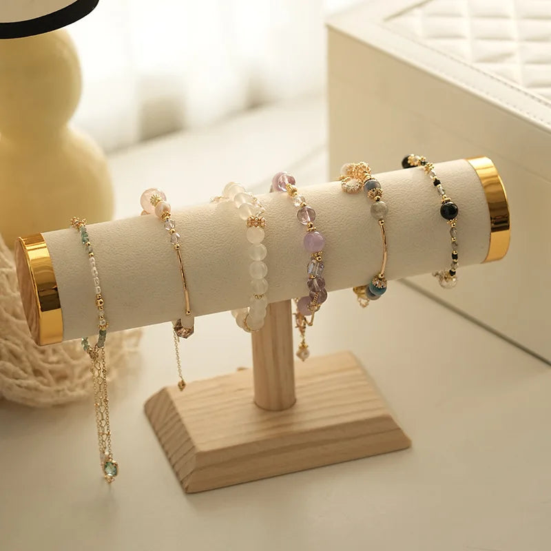 Luxury Wooden T-Bar Jewelry Display Stand – Velvet Base for Watches, Bracelets, Necklaces & Accessories