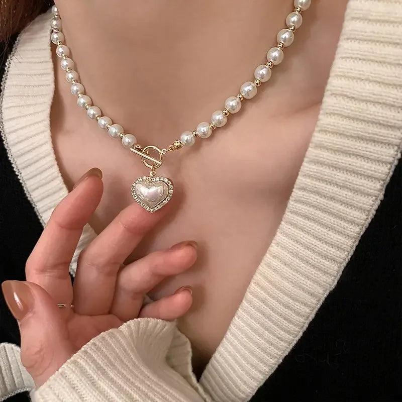 Heart Pearl Mermaid Pendant Necklace – Luxury Women’s Fashion Jewelry