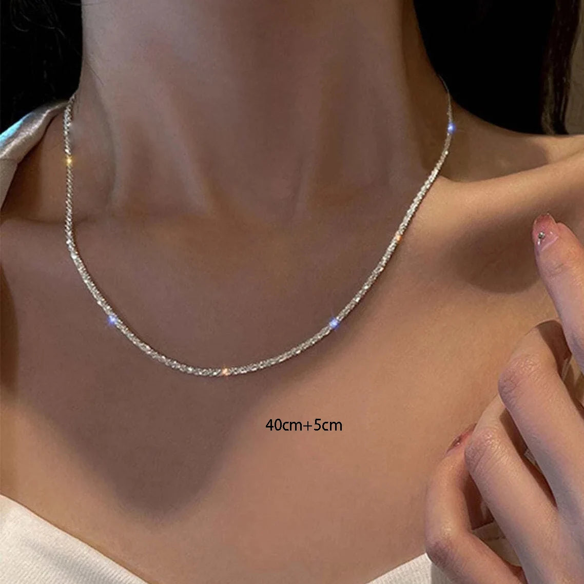 Sparkling Silver Layered Necklace – Elegant Women’s Fashion Jewelry