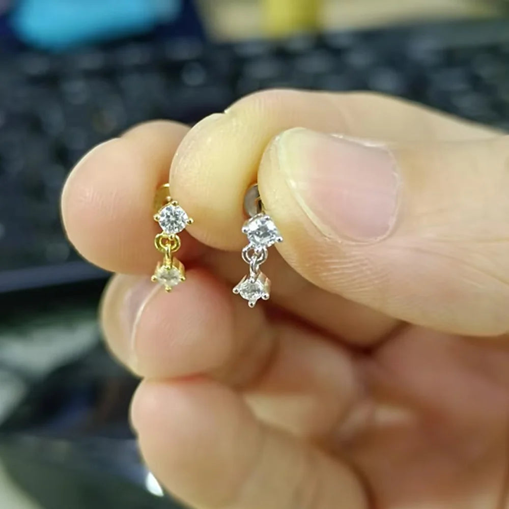 Elegant 925 Sterling Silver Zircon Stud Earrings for Women