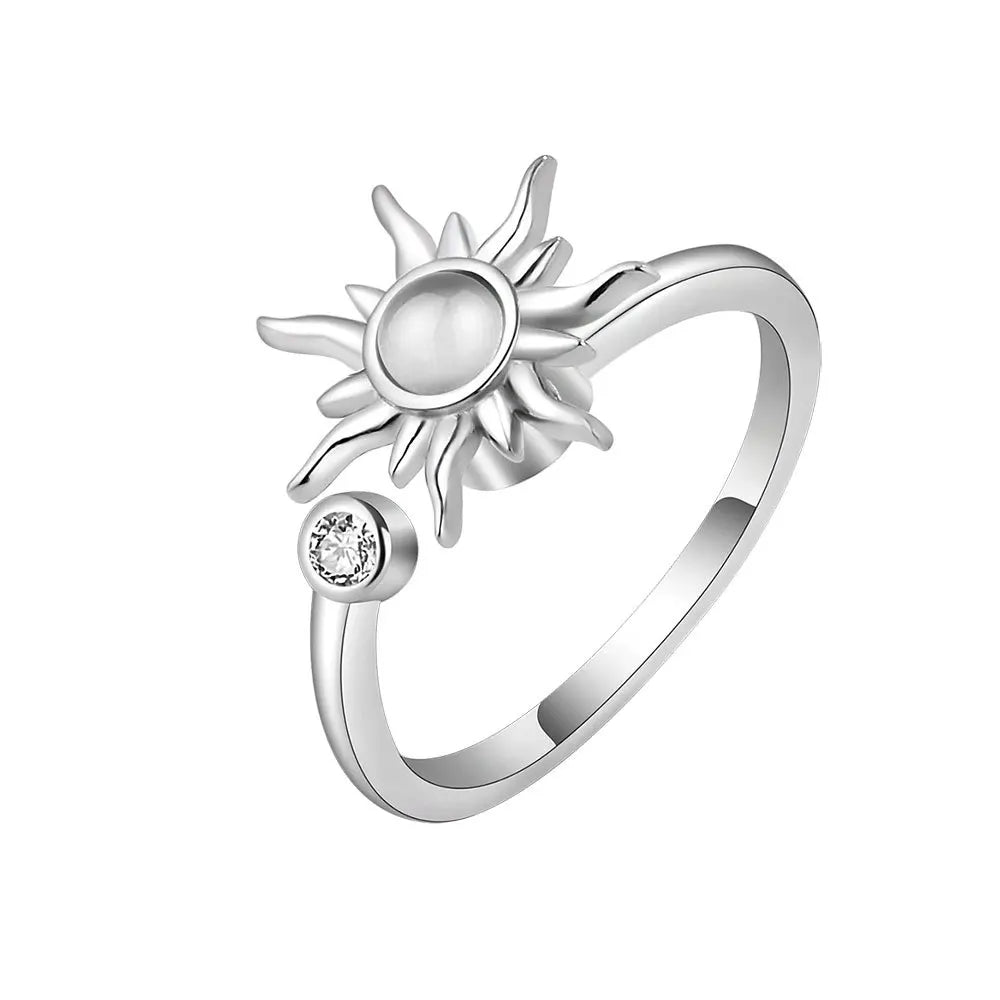 Anti-Stress Spinner Ring for Women - Sunflower & Star Anxiety Relief Jewelry - Free Shipping