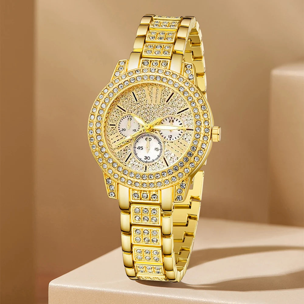 Luxury Gold Jewelry Set – Watch, Ring, Necklace & Earrings
