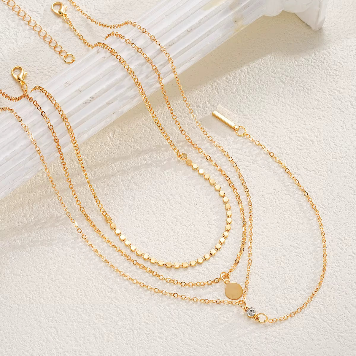 3pc Gold Coin Necklace Set – Layered Party Chains – product image 6