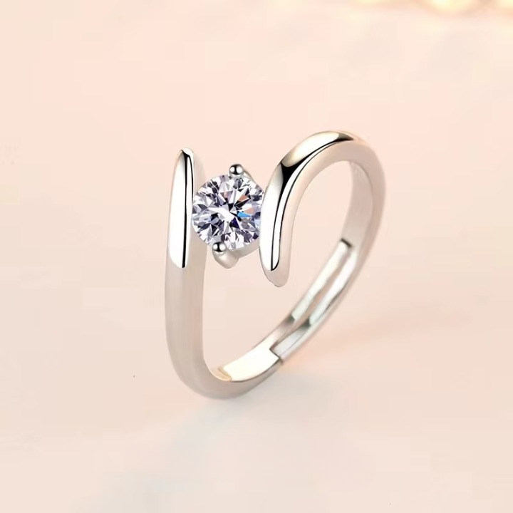 925 Silver Zircon Ring for Women – Elegant Wedding & Party Jewelry Gift