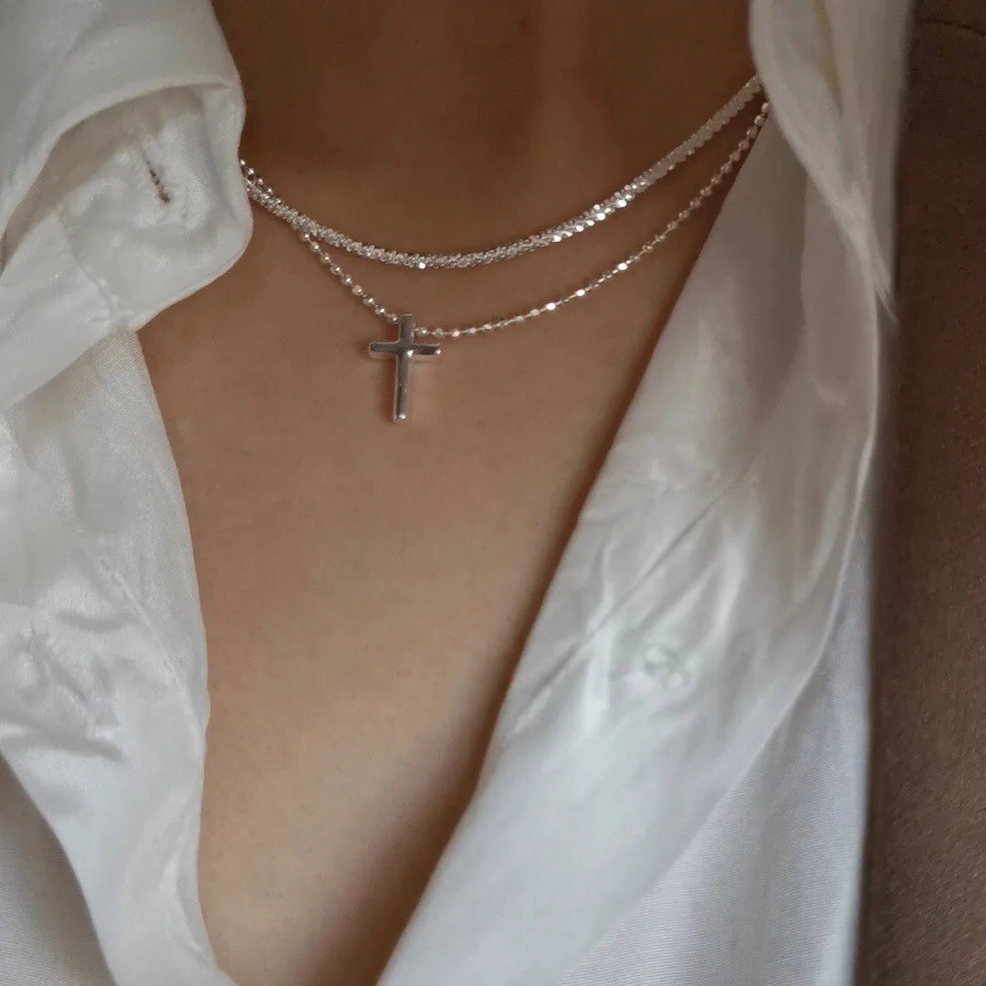 Sparkling Silver Layered Necklace – Elegant Women’s Fashion Jewelry