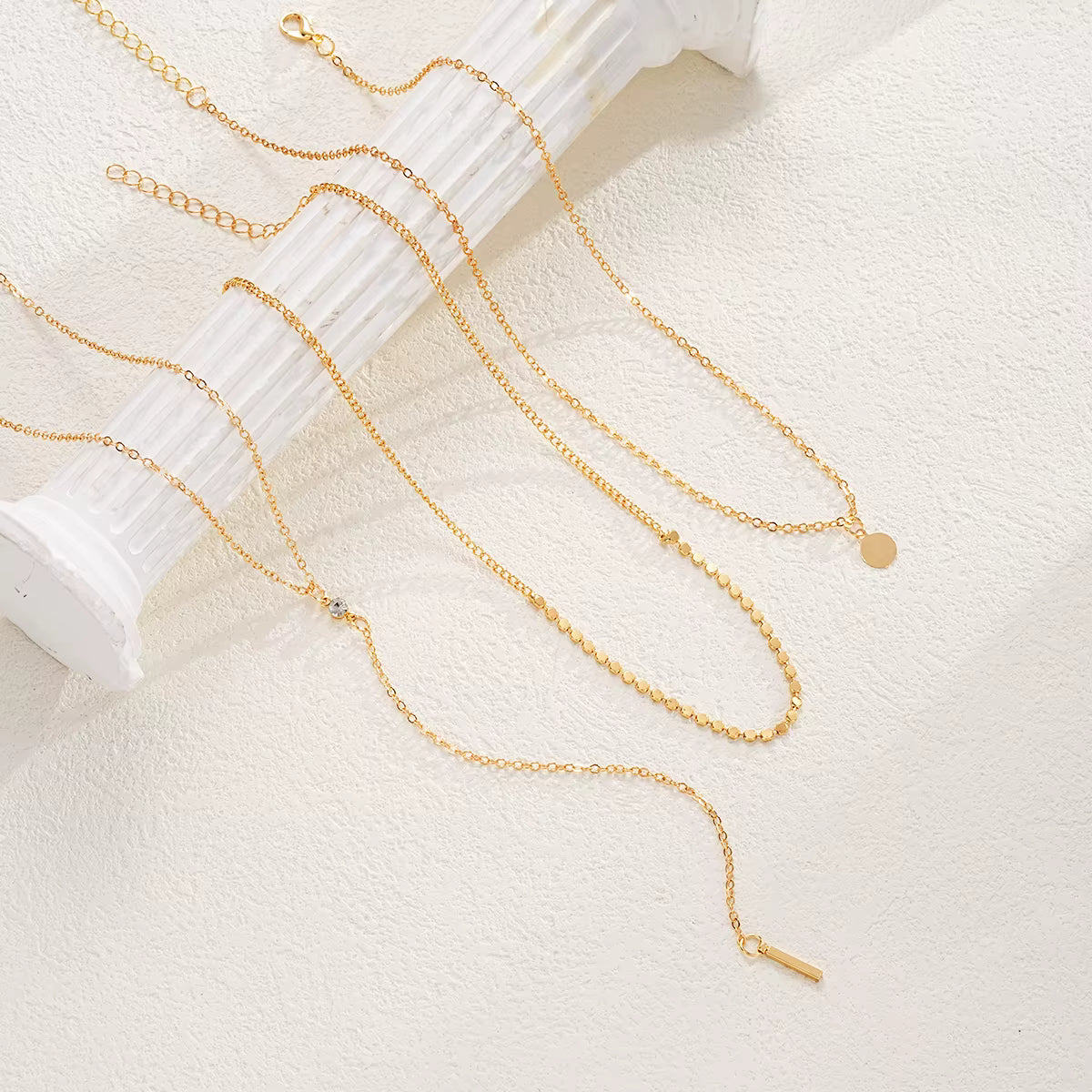 3pc Gold Coin Necklace Set – Layered Party Chains – product image 7