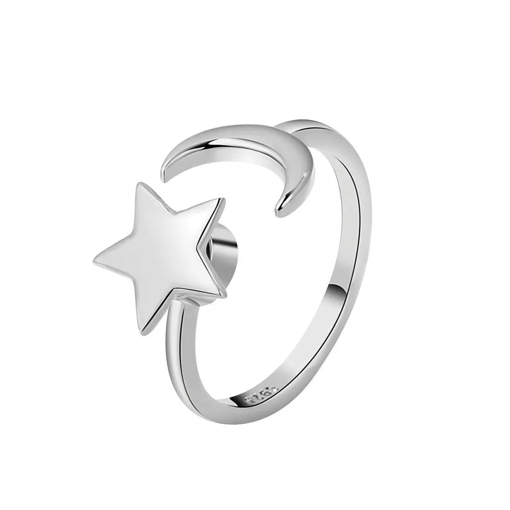 Anti-Stress Spinner Ring for Women - Sunflower & Star Anxiety Relief Jewelry - Free Shipping