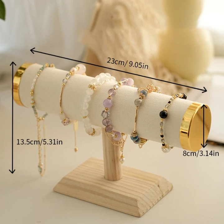 Luxury Wooden T-Bar Jewelry Display Stand – Velvet Base for Watches, Bracelets, Necklaces & Accessories