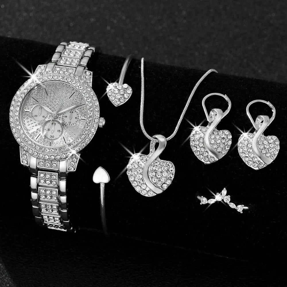 Luxury Gold Jewelry Set – Watch, Ring, Necklace & Earrings