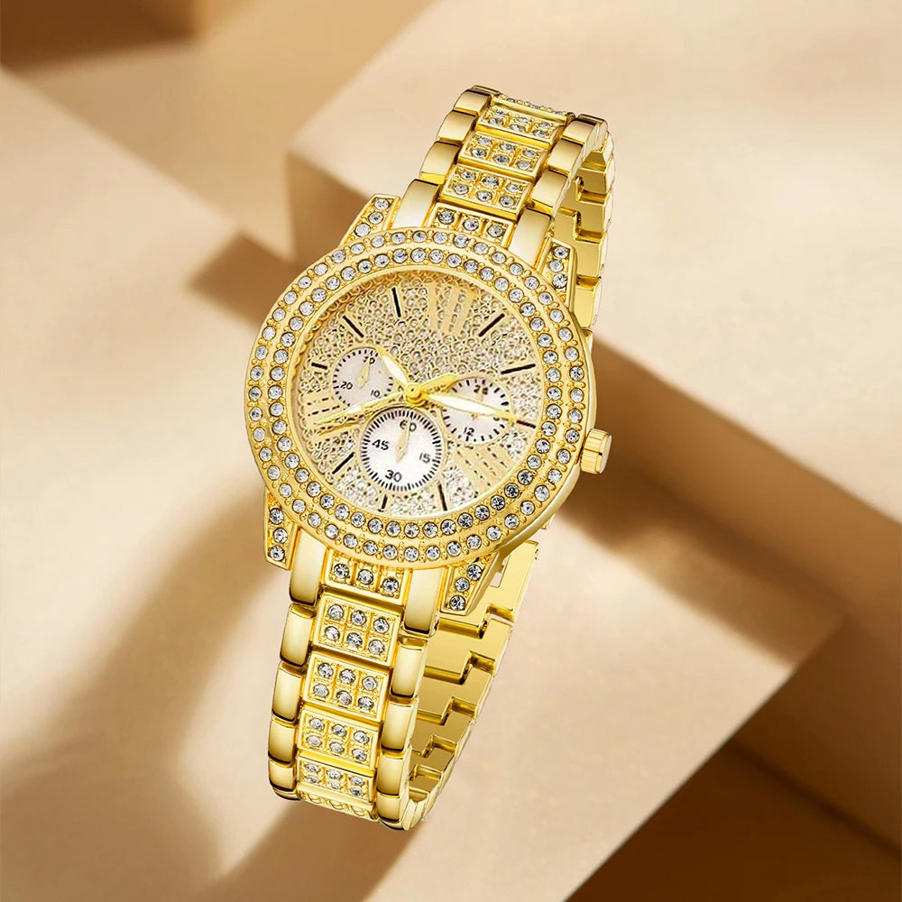 Luxury Gold Jewelry Set – Watch, Ring, Necklace & Earrings