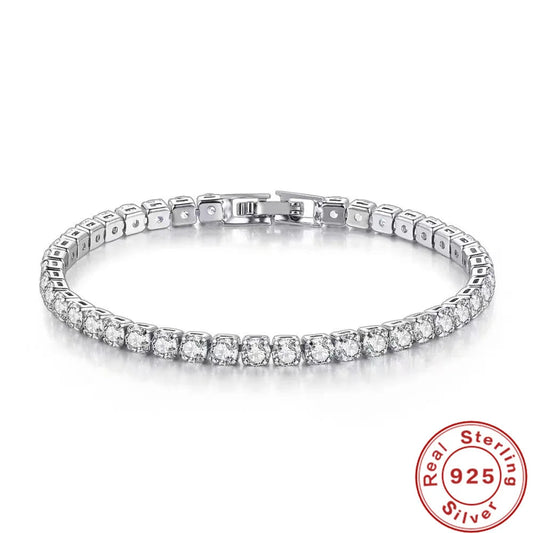 Elegant 925 Sterling Silver Tennis Bracelet – Classic Zircon Jewelry for Women