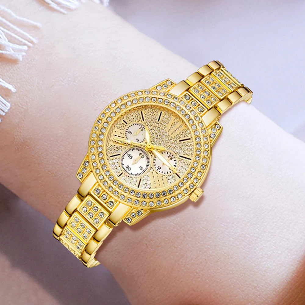Luxury Gold Jewelry Set – Watch, Ring, Necklace & Earrings