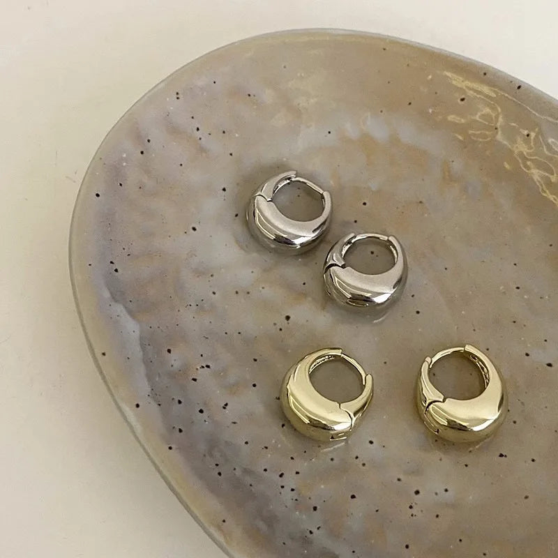 Vintage Gold Plated Hoop Earrings – 925 Sterling Silver, Allergy-Free, Trendy Women's Jewelry