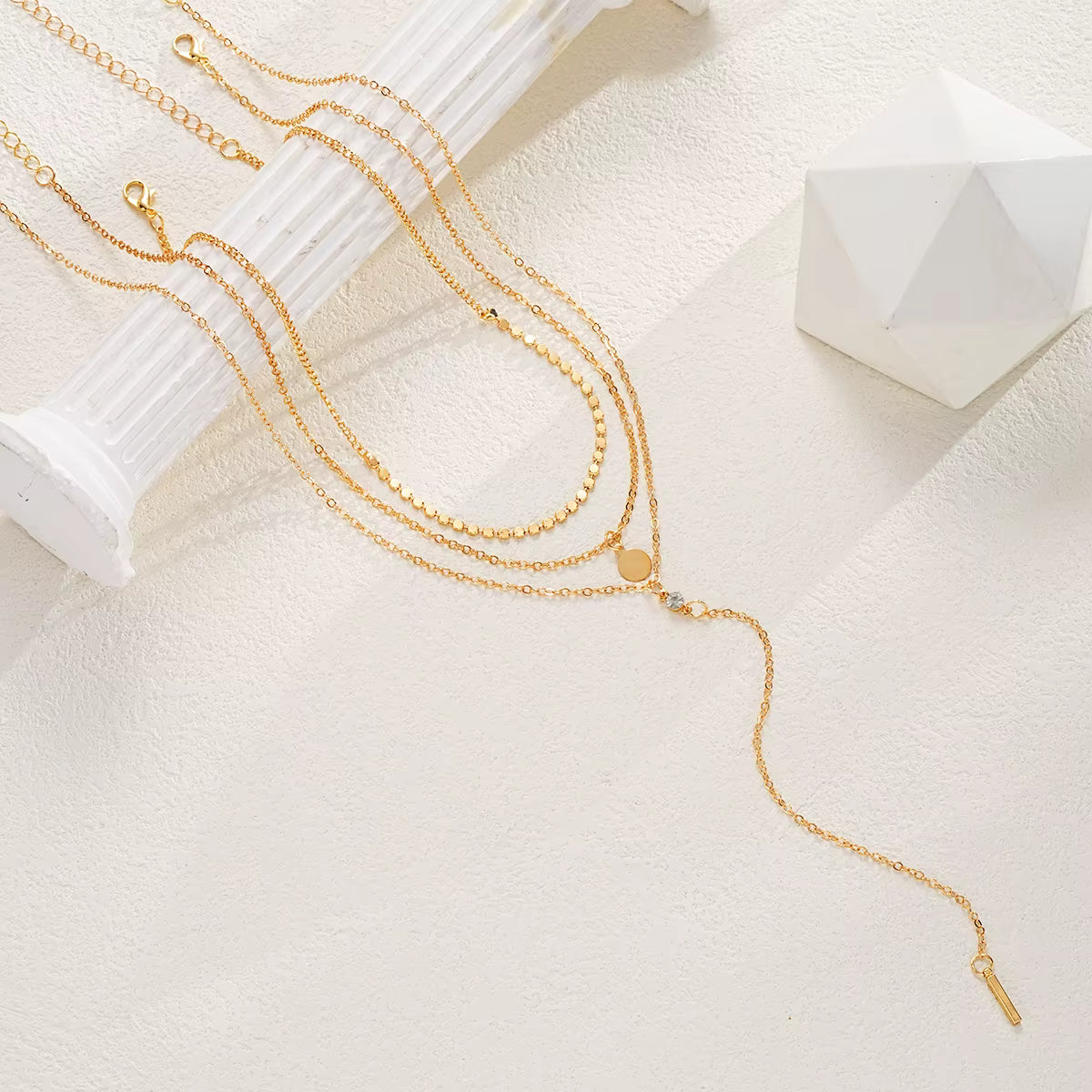 3pc Gold Coin Necklace Set – Layered Party Chains – product image 8