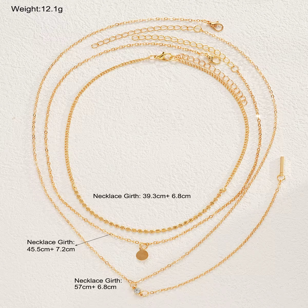 3pc Gold Coin Necklace Set – Layered Party Chains – product image 9