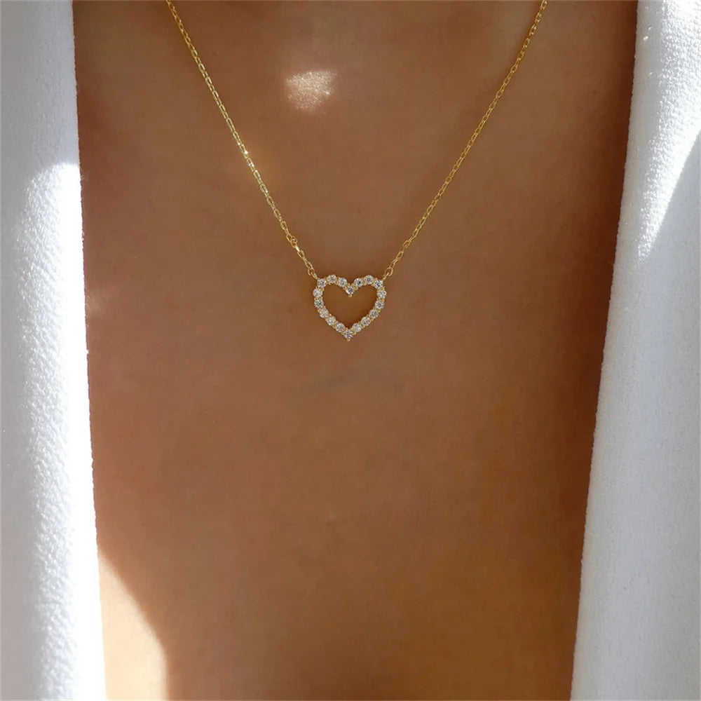 Hollow Heart Pendant Necklace