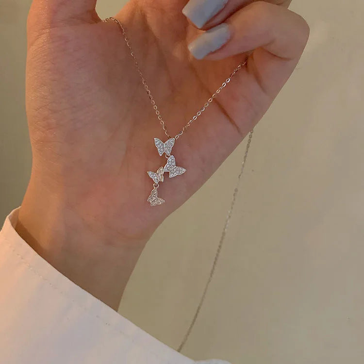 🦋 Butterfly Pendant Necklace – Stylish Double Layer Chain for Women