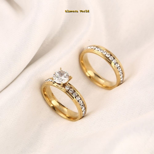 Gold Wedding Rings Stainless Steel Engagement Ring For Women
